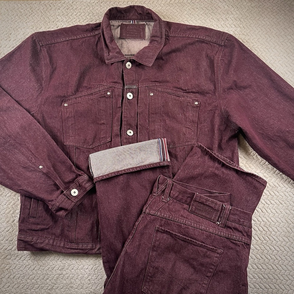 VTG‎ Girbaud Trucker Jacket & Selvedge Jeans Set Men's Street Wear Hip Hop 90s